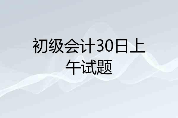 初级会计30日上午试题
