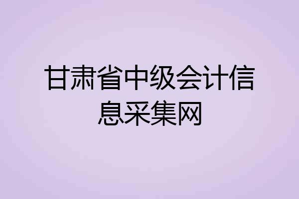 甘肃省中级会计信息采集网