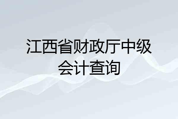 江西省财政厅中级会计查询