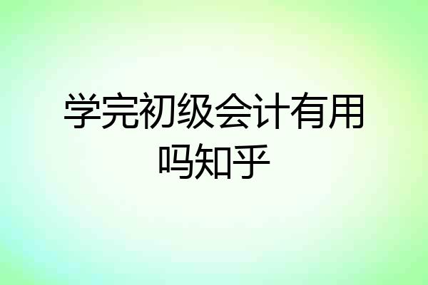 学完初级会计有用吗知乎