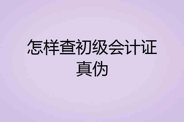 怎样查初级会计证真伪