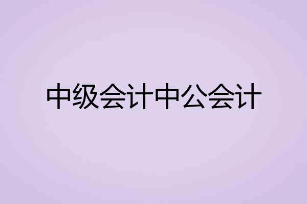 中级会计中公会计