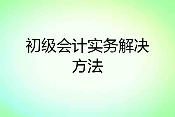 初级会计实务解决方法