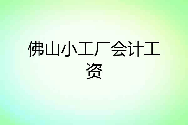 佛山小工厂会计工资