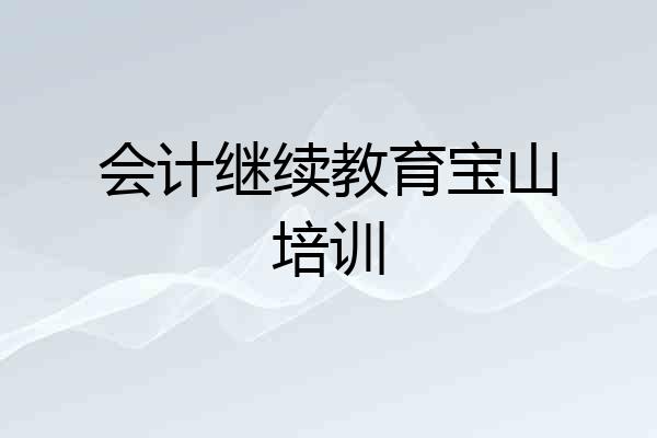 会计继续教育宝山培训