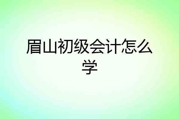 眉山初级会计怎么学