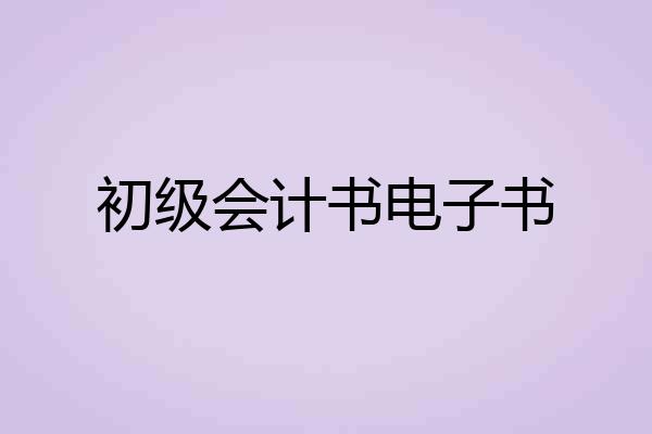 初级会计书电子书