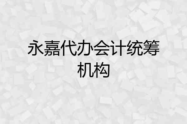 永嘉代办会计统筹机构