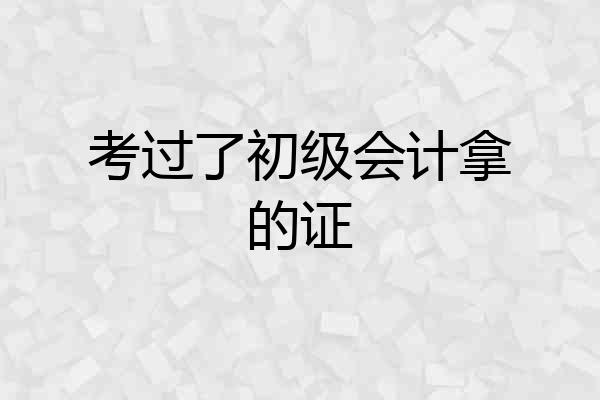 考过了初级会计拿的证