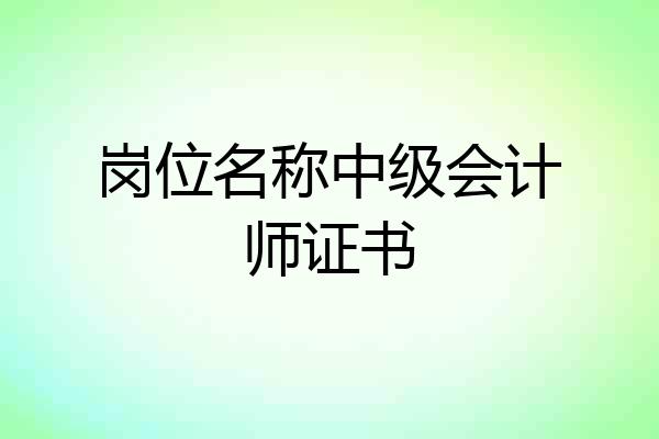 岗位名称中级会计师证书