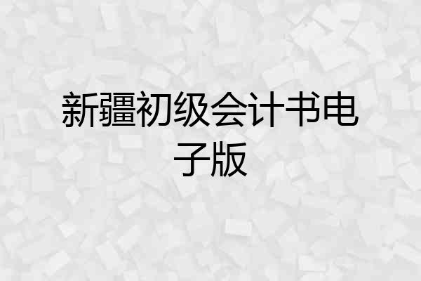 新疆初级会计书电子版