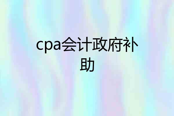 cpa会计政府补助