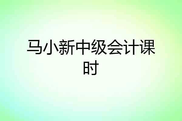 马小新中级会计课时
