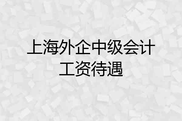 上海外企中级会计工资待遇