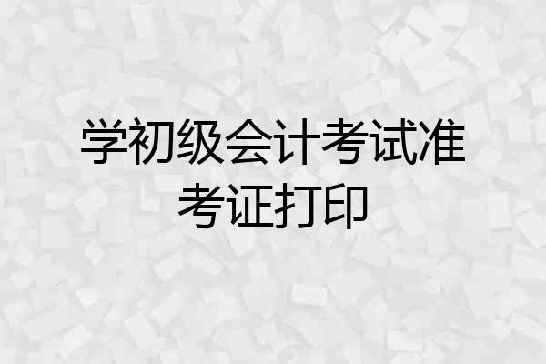 学初级会计考试准考证打印