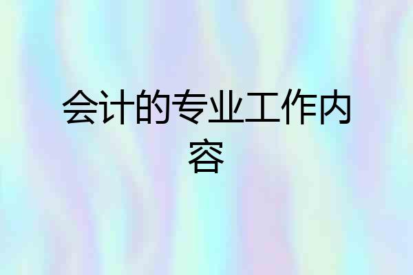 会计的专业工作内容