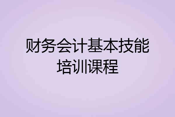 财务会计基本技能培训课程