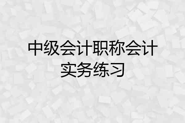 中级会计职称会计实务练习