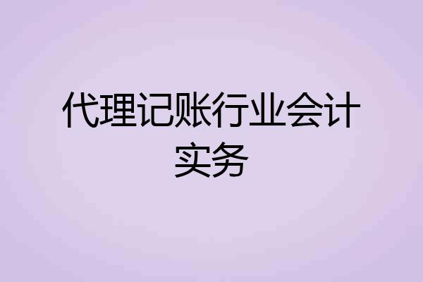 代理记账行业会计实务