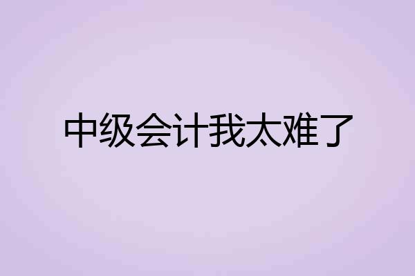 中级会计我太难了