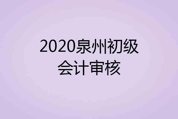 2020泉州初级会计审核