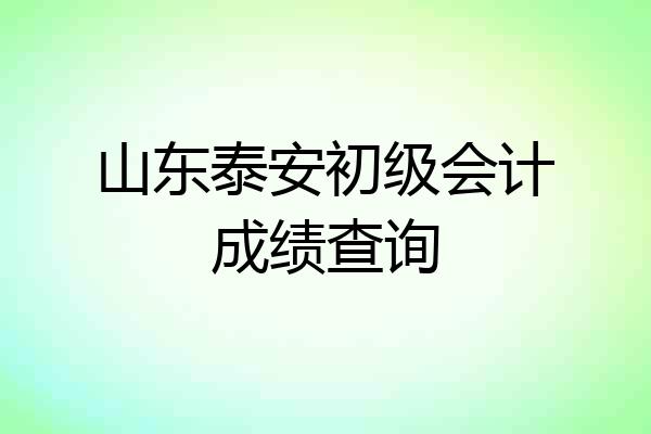 山东泰安初级会计成绩查询