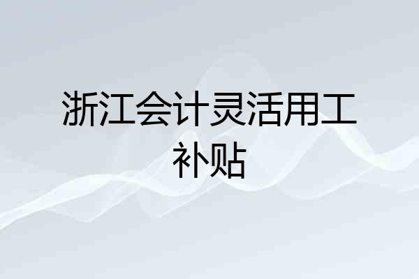 浙江会计灵活用工补贴