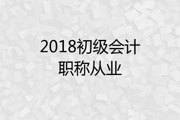 2018初级会计职称从业