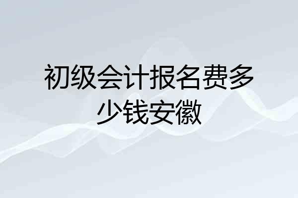 初级会计报名费多少钱安徽