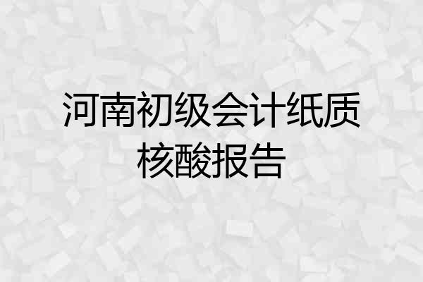 河南初级会计纸质核酸报告