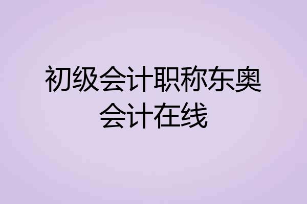 初级会计职称东奥会计在线