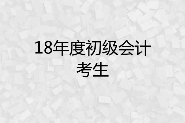 18年度初级会计考生