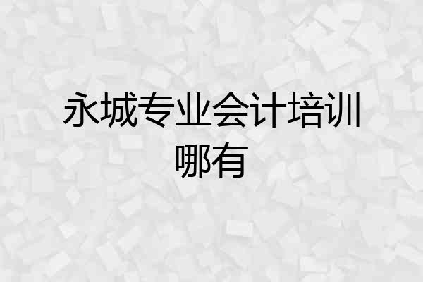 永城专业会计培训哪有
