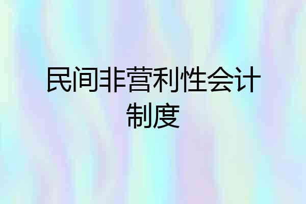 民间非营利性会计制度