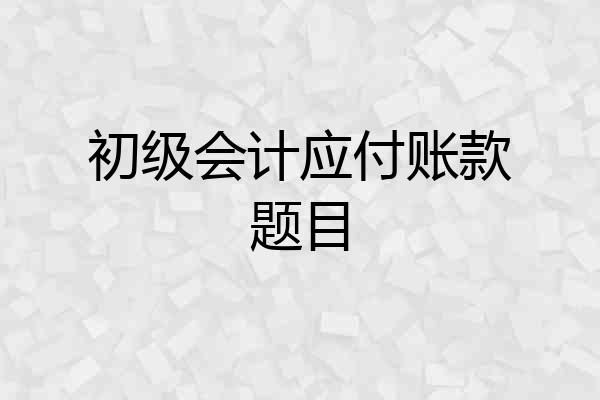 初级会计应付账款题目