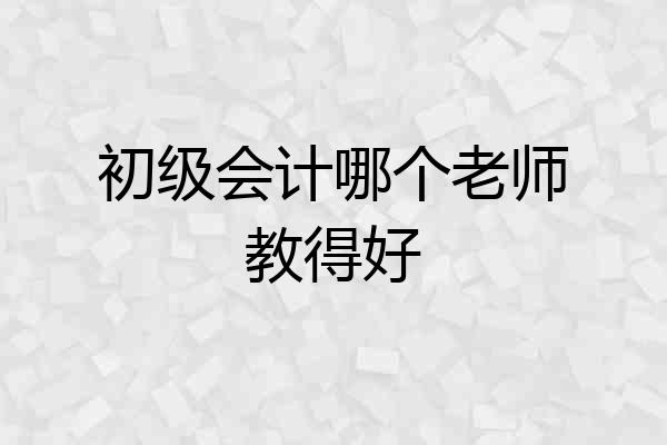 初级会计哪个老师教得好