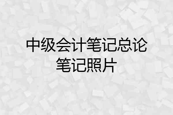 中级会计笔记总论笔记照片