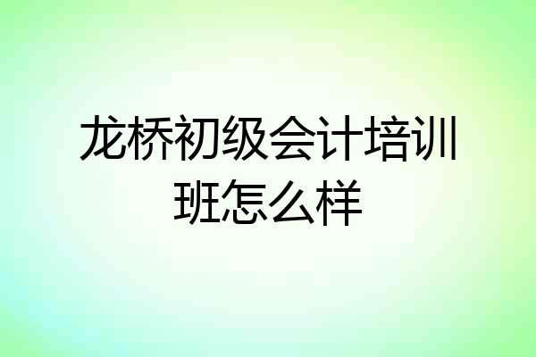 龙桥初级会计培训班怎么样