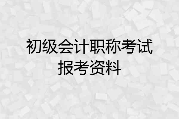 初级会计职称考试报考资料
