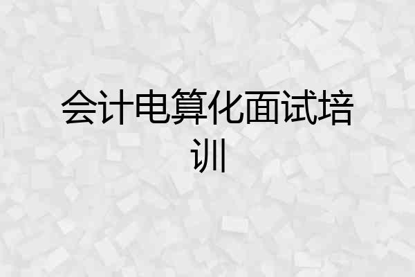 会计电算化面试培训