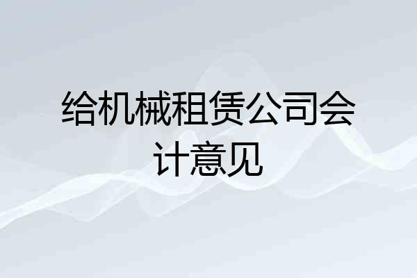 给机械租赁公司会计意见