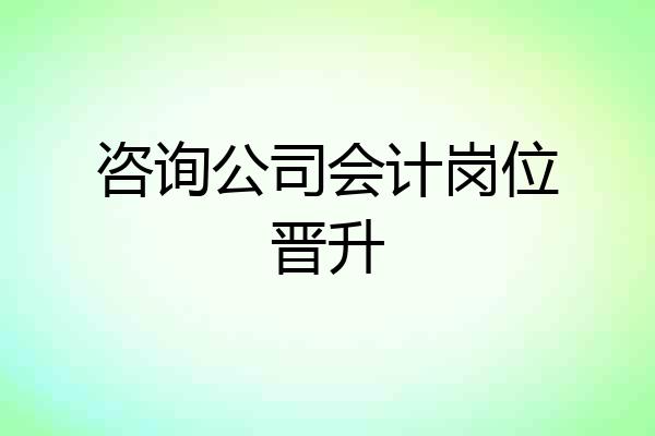 咨询公司会计岗位晋升
