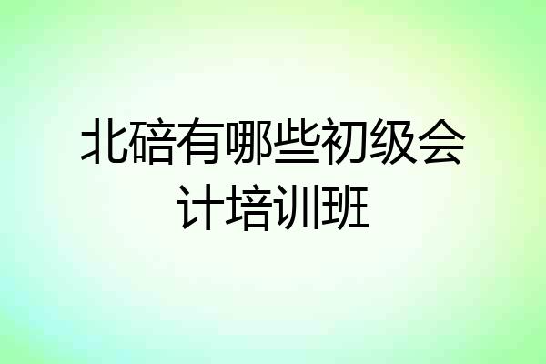 北碚有哪些初级会计培训班