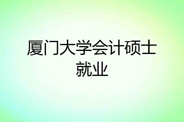 厦门大学会计硕士就业