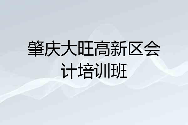 肇庆大旺高新区会计培训班