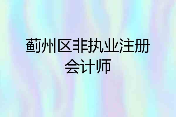 蓟州区非执业注册会计师