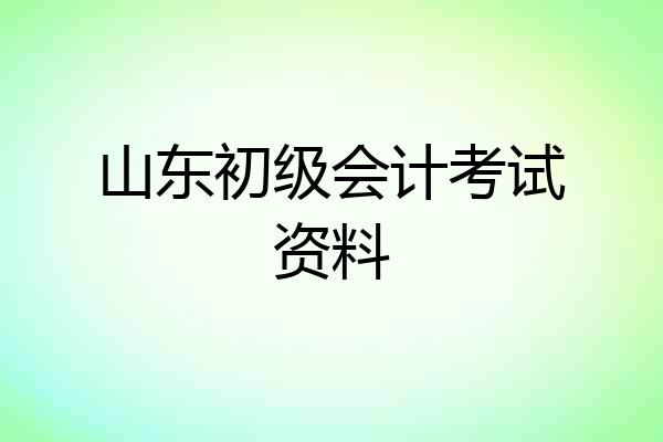 山东初级会计考试资料