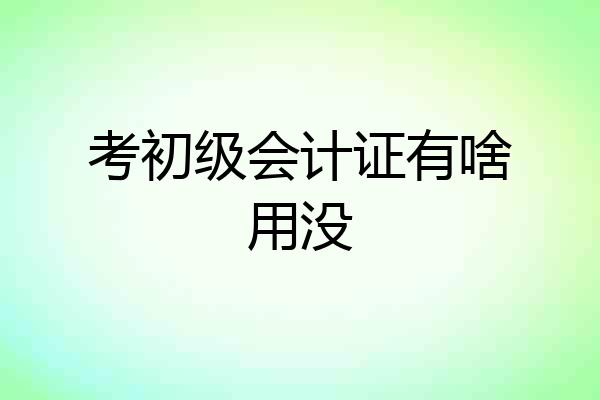 考初级会计证有啥用没