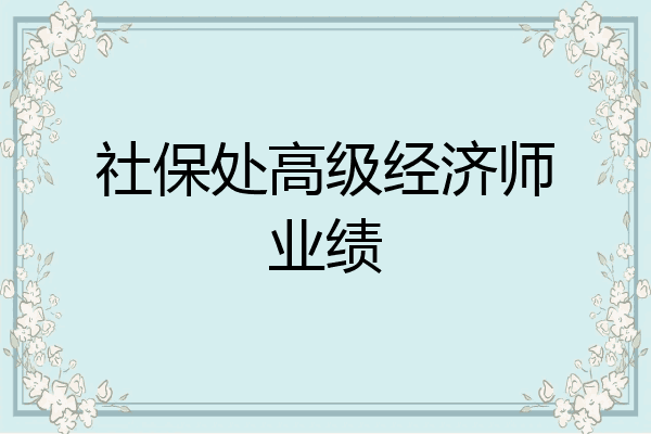 社保处高级经济师业绩