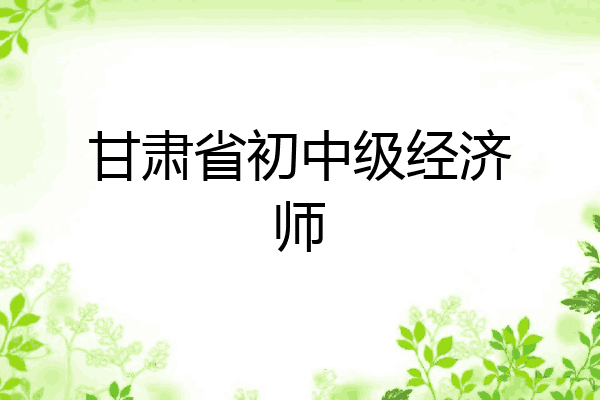 甘肃省初中级经济师